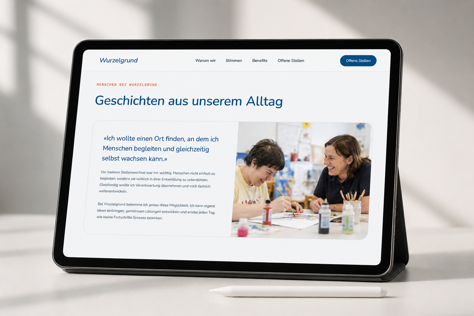 Testimonial-Sektion der Karrierewebsite
