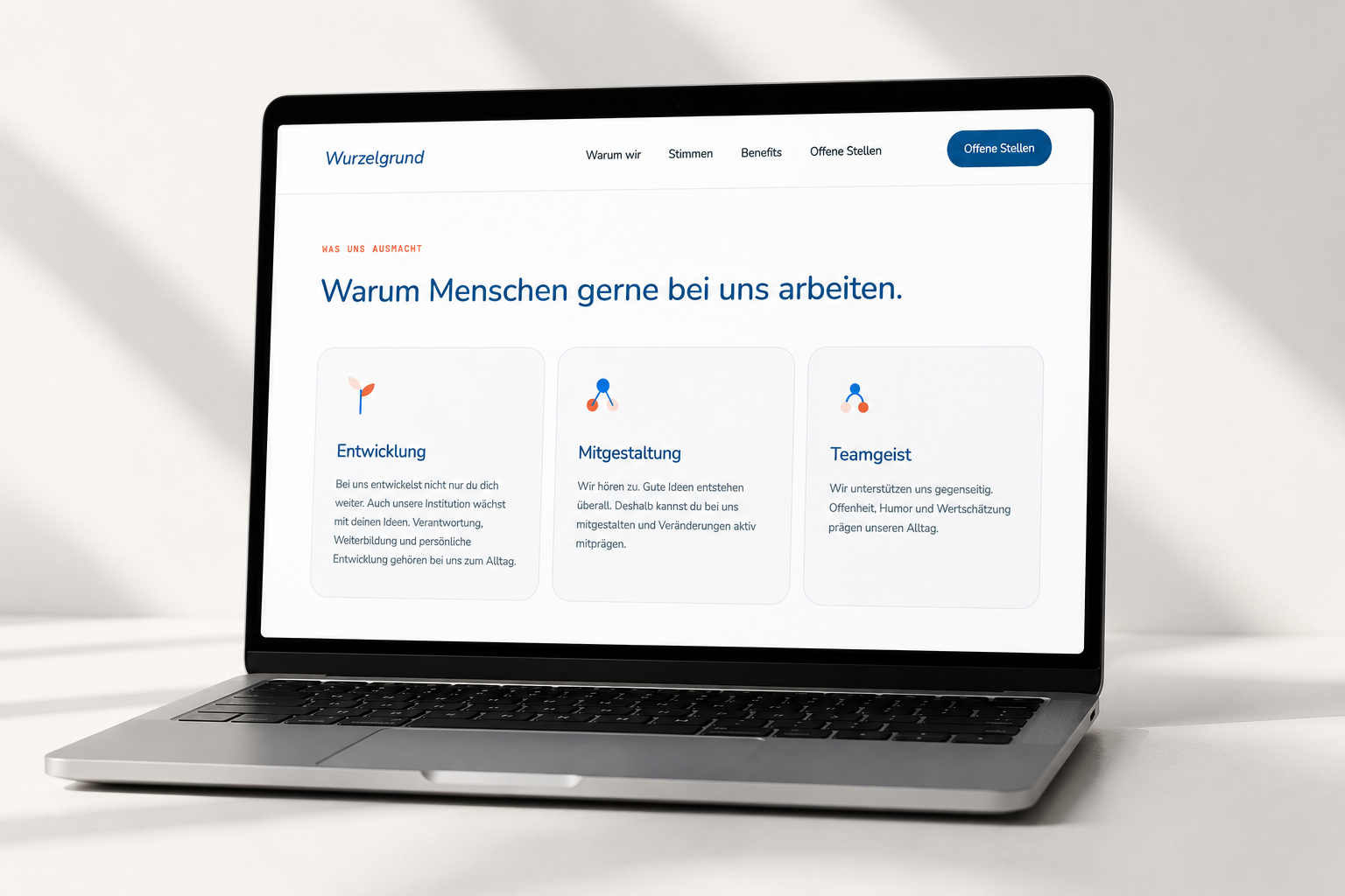 Sektion «Was uns ausmacht» der Karrierewebsite