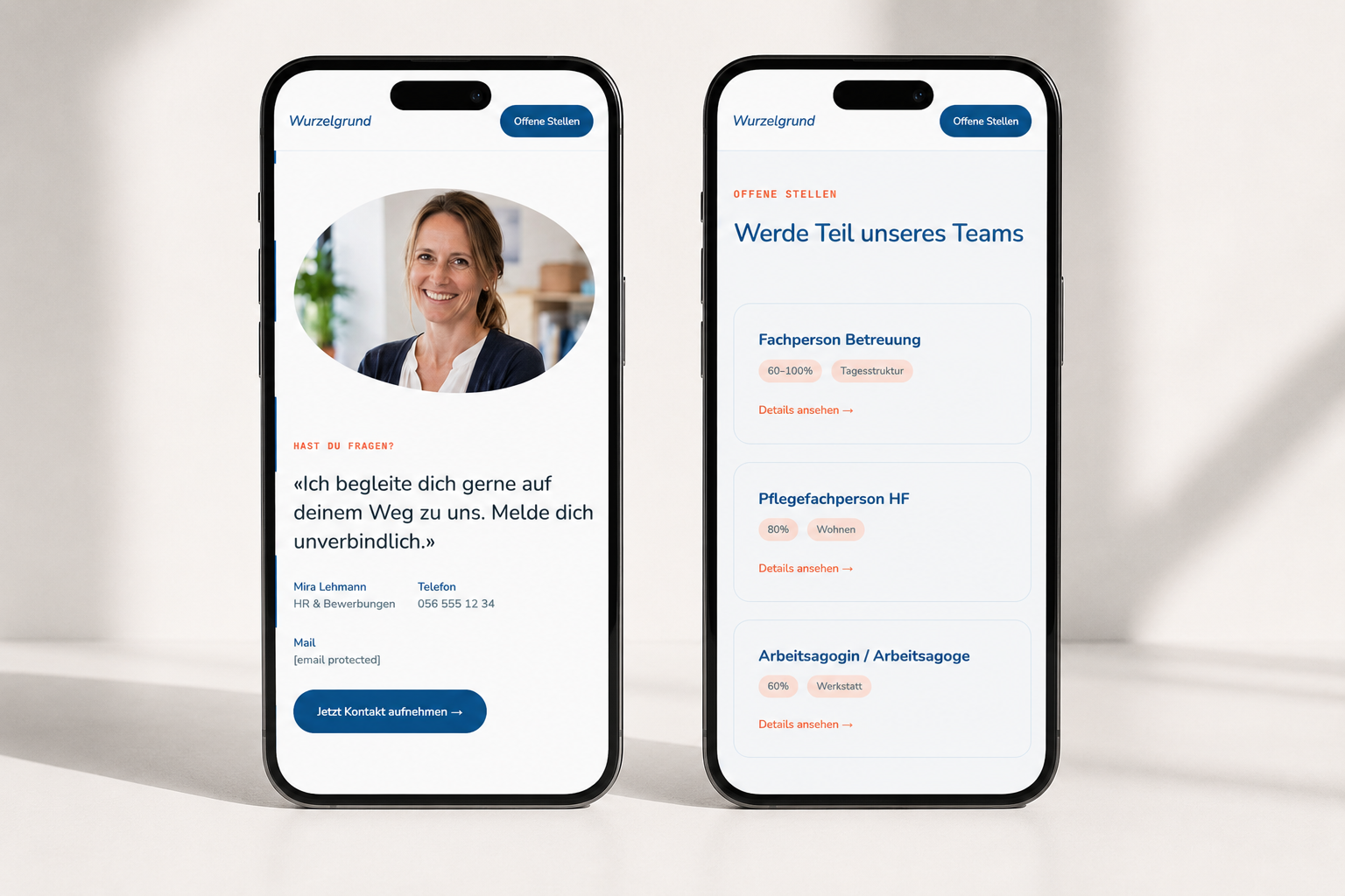 Employer Branding Website, offene Stellen und Kontakt