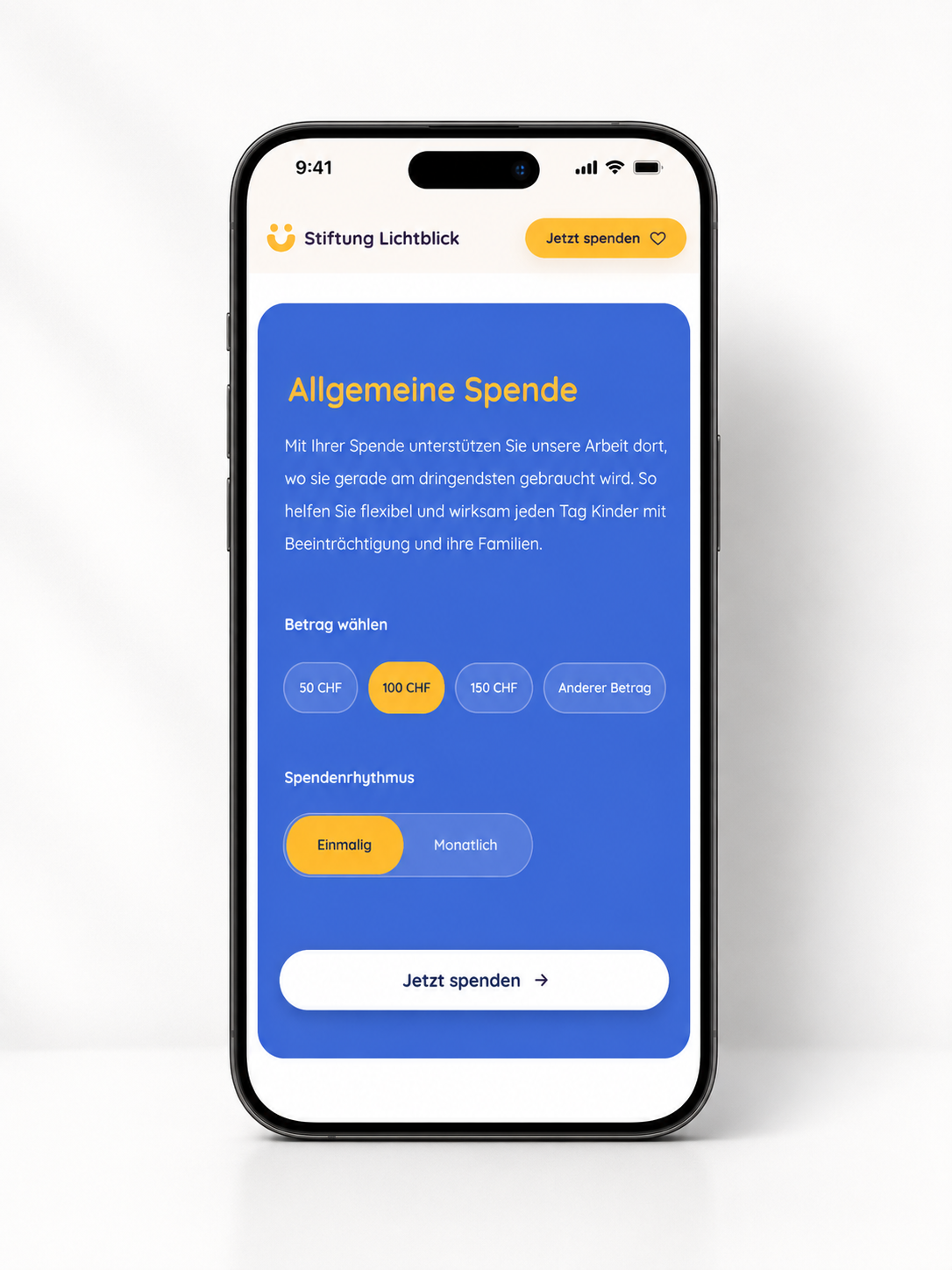 Mobile Ansicht der allgemeinen Spende